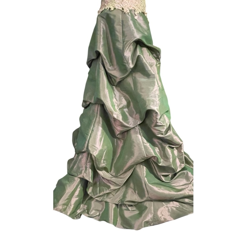 Jovani Green Iridescent‎ Strapless Ball Gown Corset Lace Pageant Dress Size 4 - Picture 14 of 16